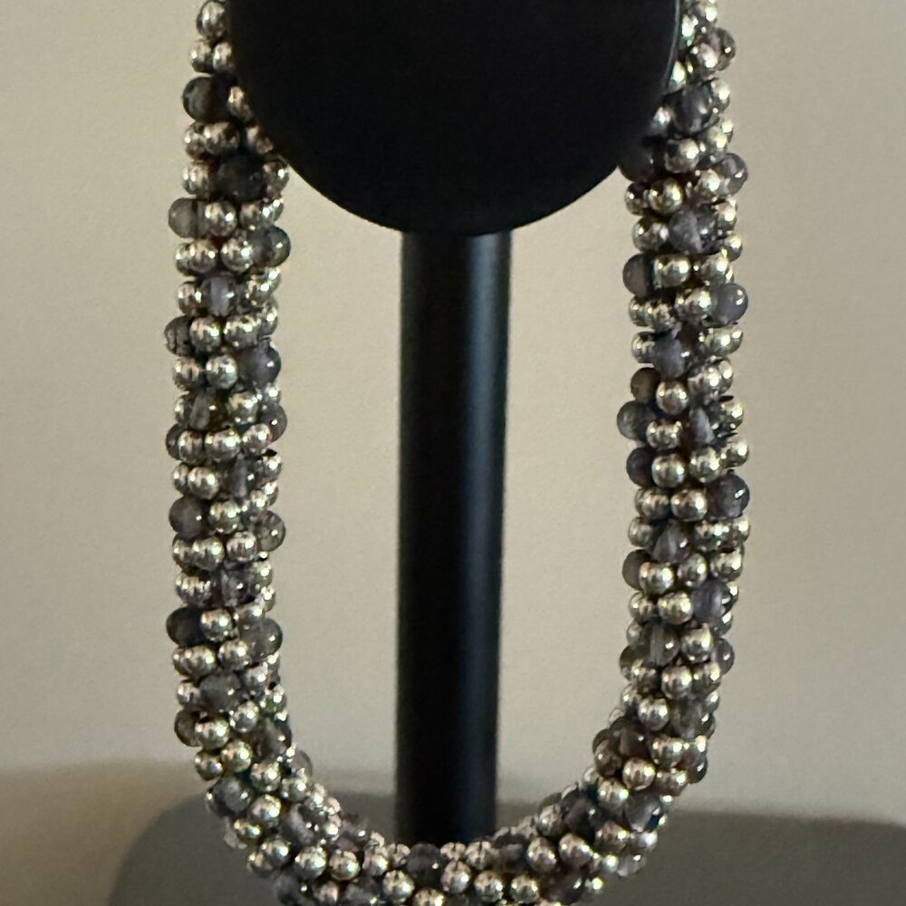 Meredith Frederick silver and hematite beaded bracelet